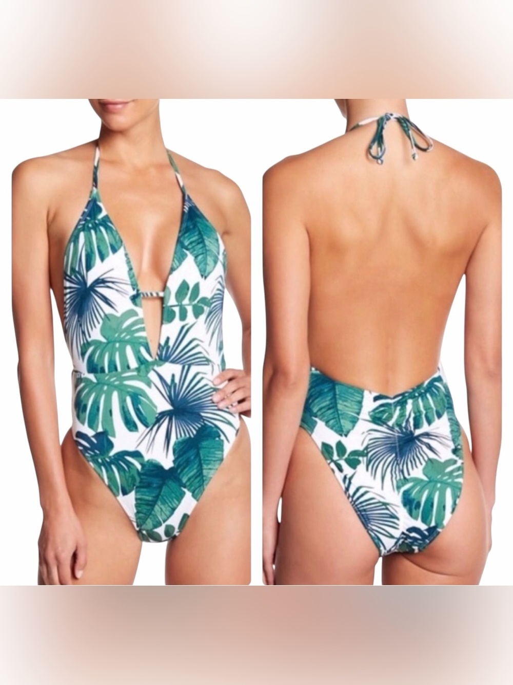 Bikini Lab Green Tropical Leaf One-Piece Swimsuit